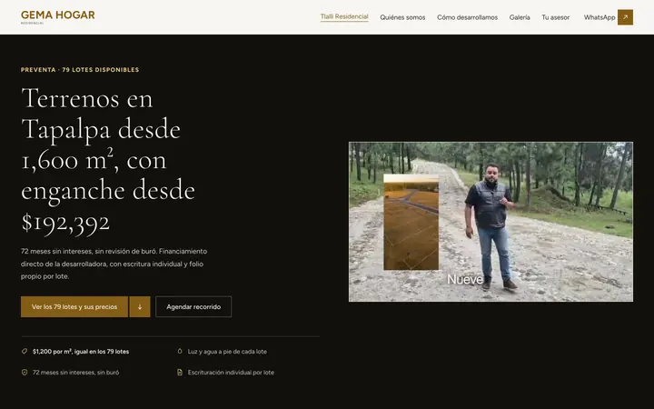 Portada del sitio de Gema Hogar Residencial (gemahogaresidencial.com) en computadora, diseñado por Blixtor