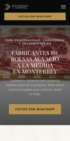 Sitio de Jenn Empaques y Equipos (jennempaques.com) visto en un celular